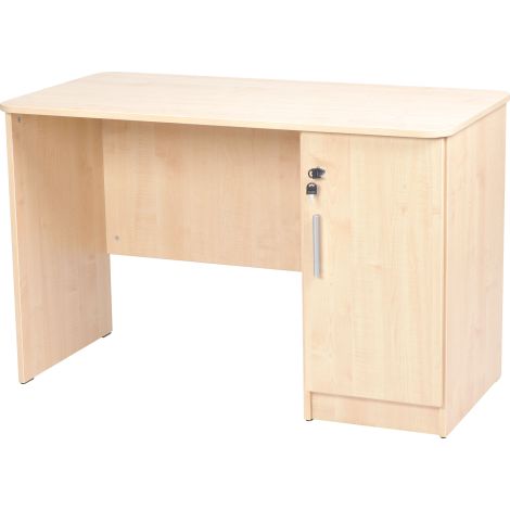 Birou catedra 120x60x76 cm, colturi rotunjite, 1 corp lateral dreapta cu incuietoare, culoare fag - imagine 4